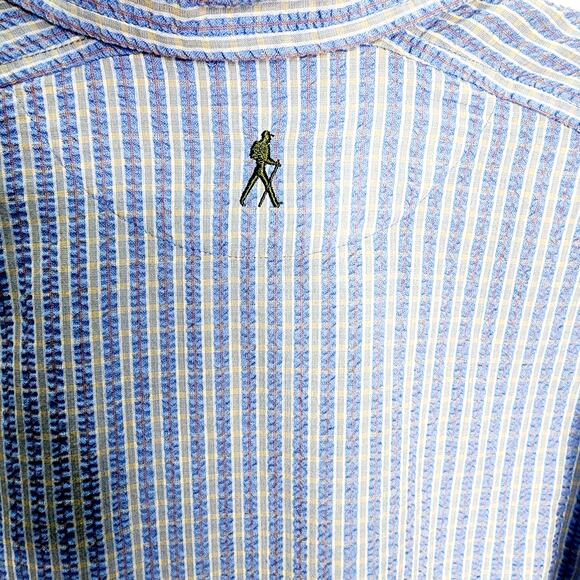 Royal Robbins Outdoor  Travel Blue Striped Men's Button Front Short Sleeve Shirt - Picture 10 of 12